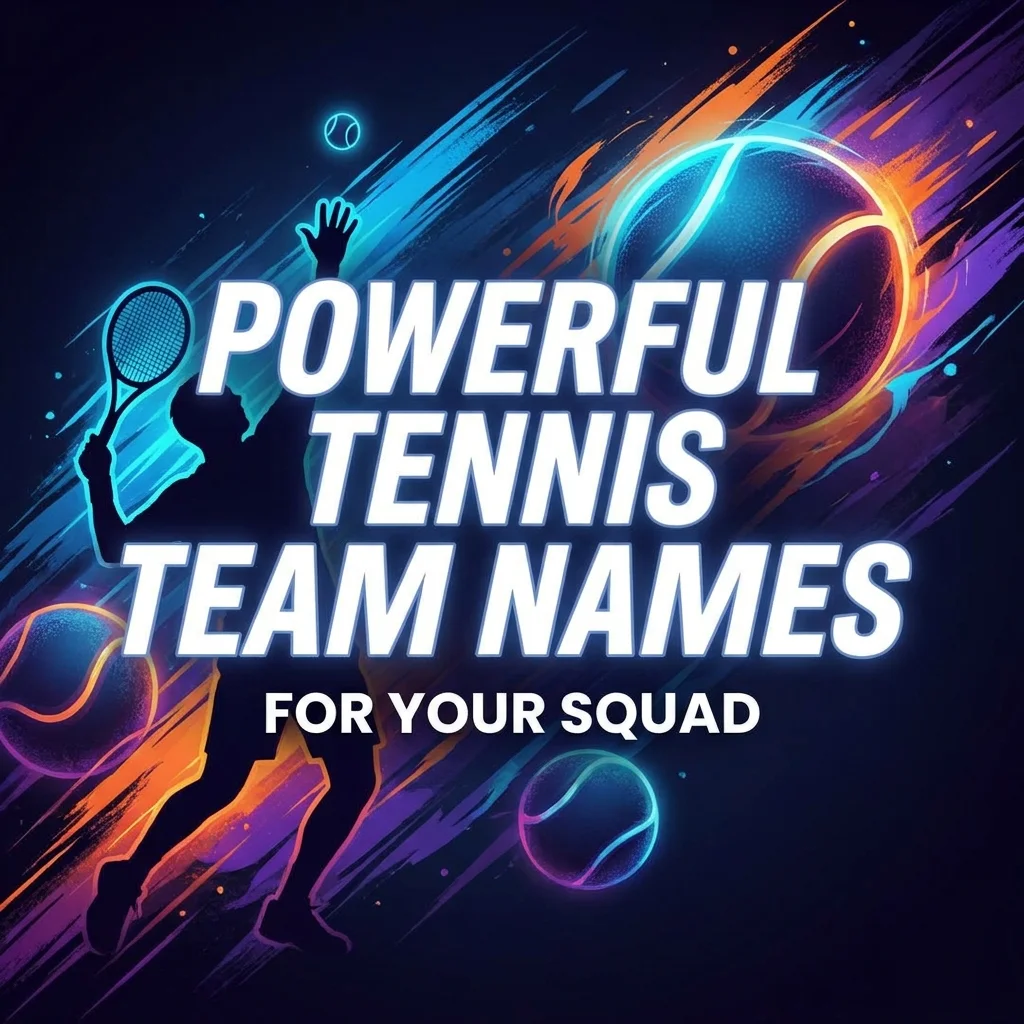 Powerful tennis team names featuring strong, fierce, competitive, energetic, and winning-inspired team ideas