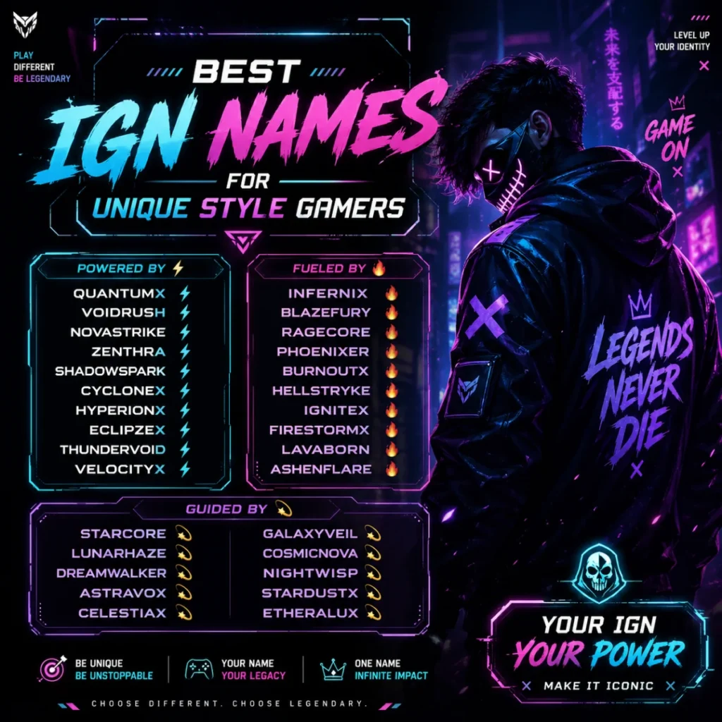 🌟 Best IGN Names for Unique Style Gamers