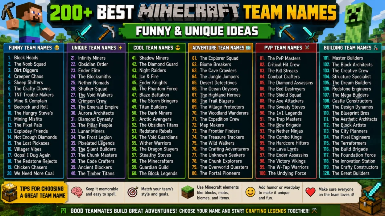 Minecraft Team Names