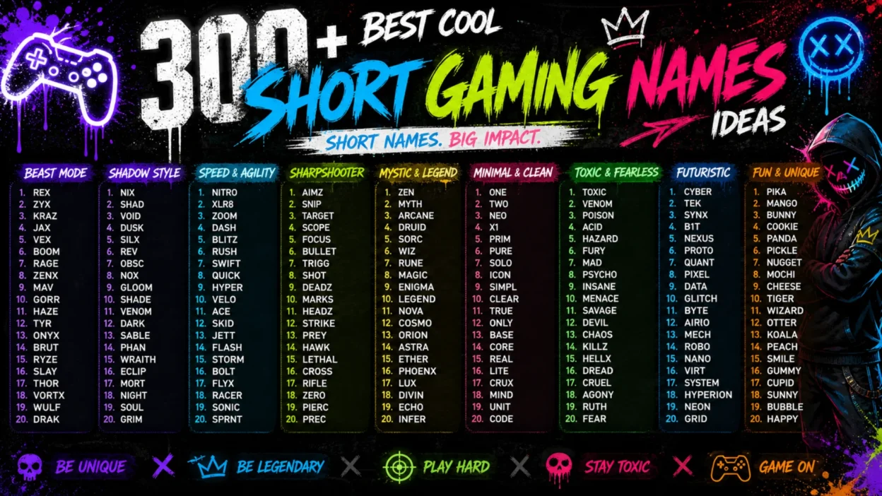 Cool Short Gaming Names