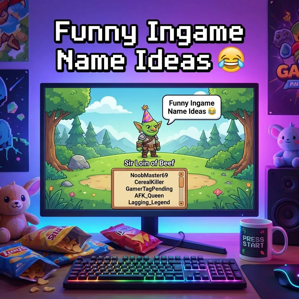 Funny ingame name ideas with hilarious, clever, and creative gamer name suggestions