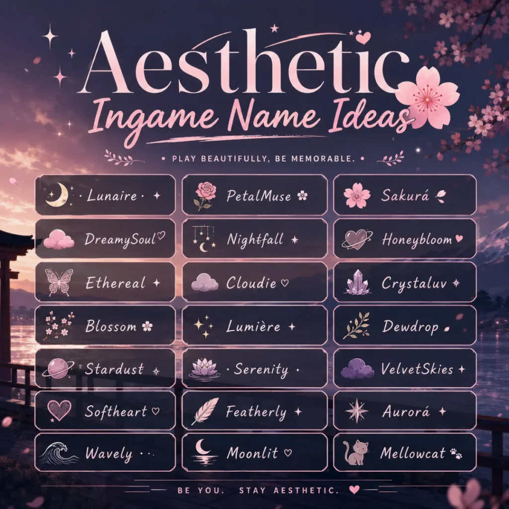 Aesthetic Ingame Name Ideas 🌸