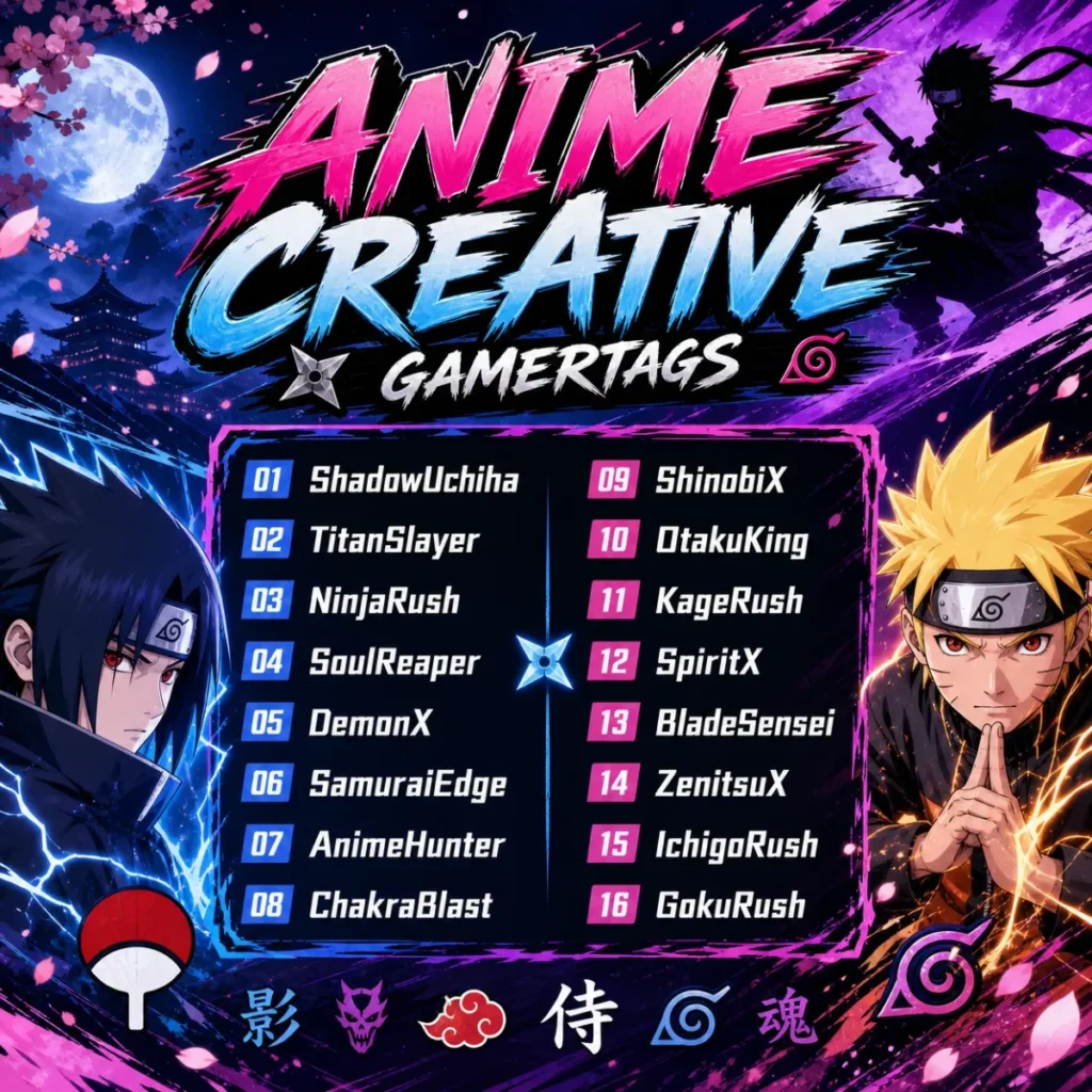 ⭐ Anime-Themed Creative Gamertags