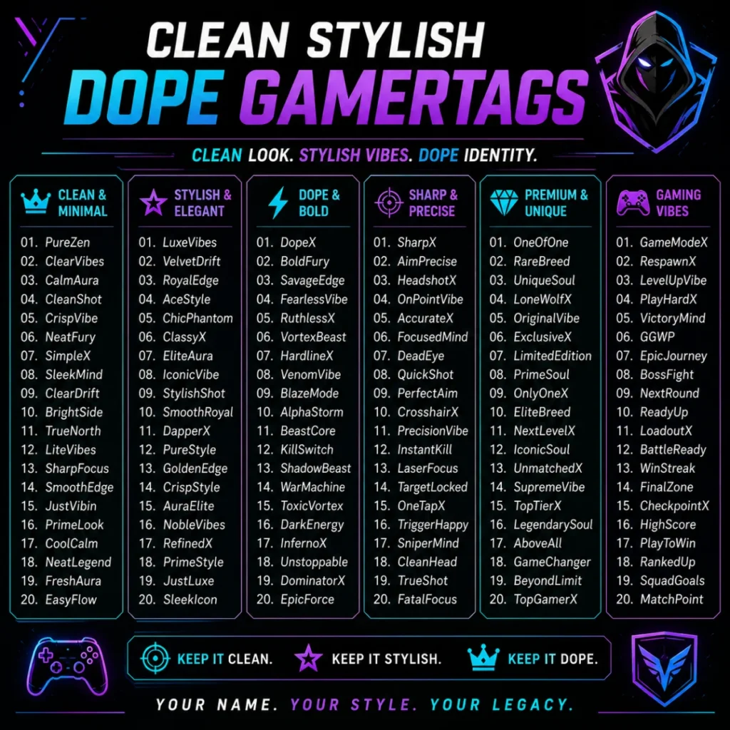 Clean Stylish Dope Gamertags