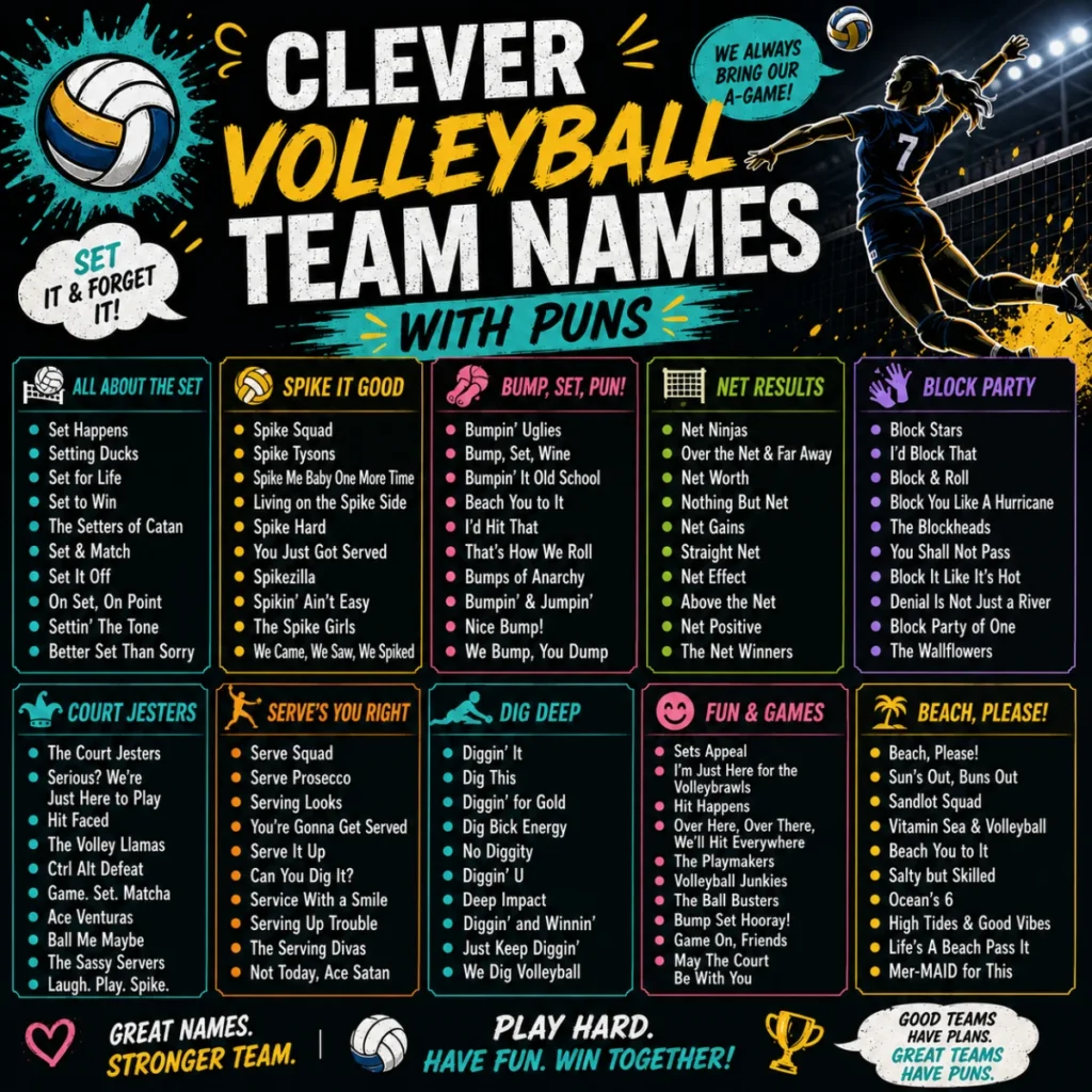 Clever Volleyball Team Names with Puns