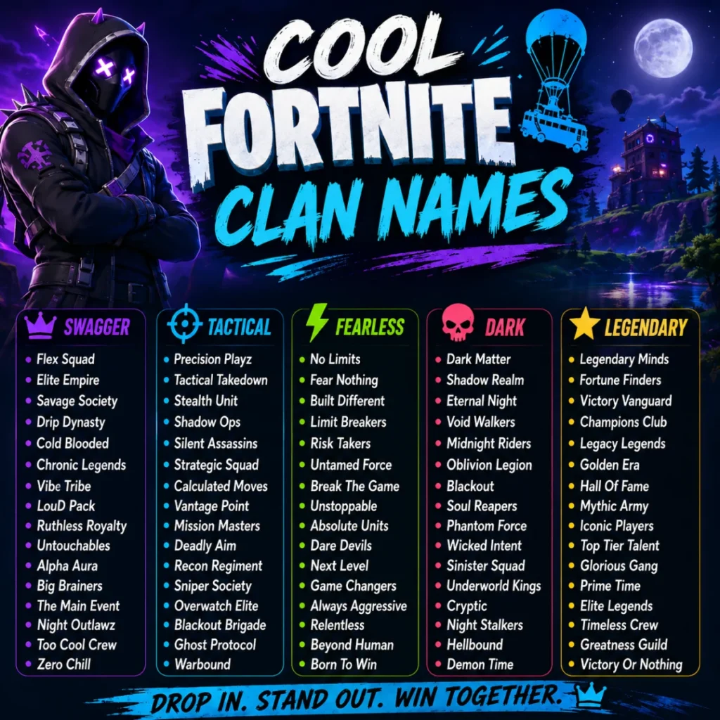 Cool Fortnite Clan Names 😎