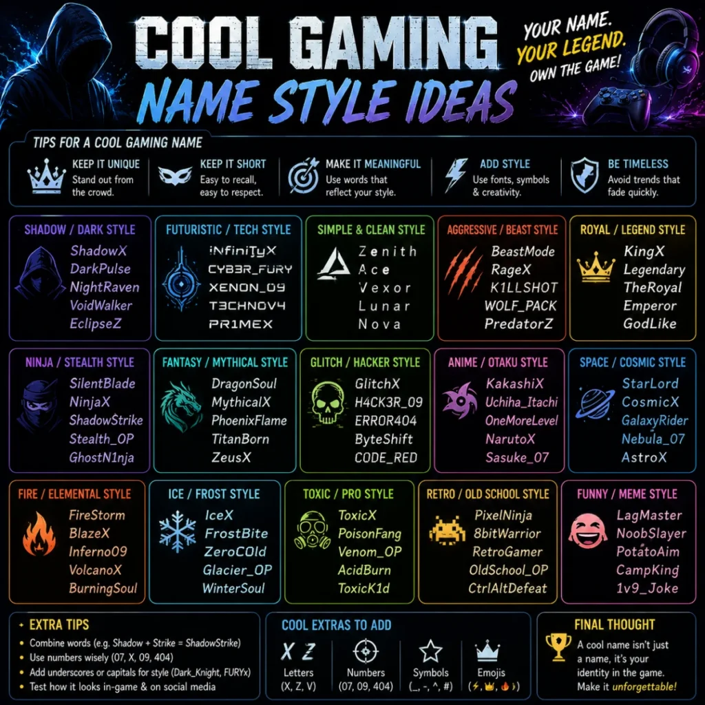 Cool Gaming Name Style Ideas 😎