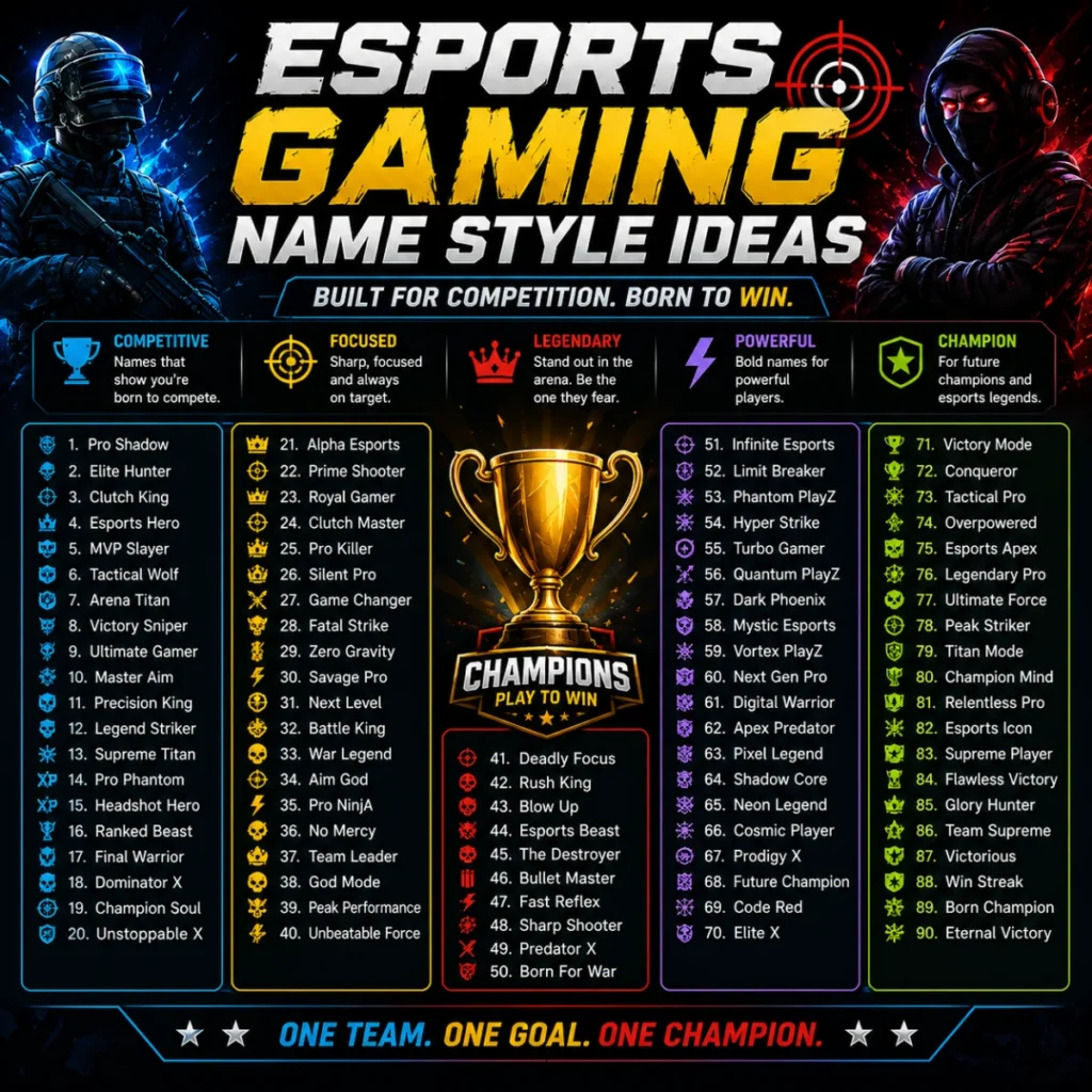 Esports Gaming Name Style Ideas 🎯