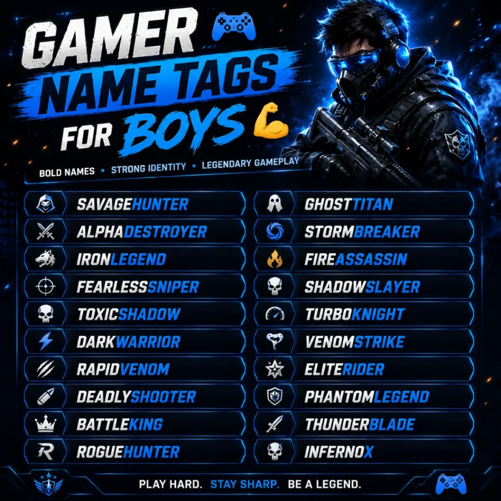 Gamer Name Tags for Boys 💪