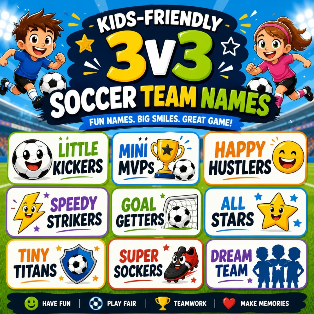 Kids-Friendly 3v3 Soccer Team Names