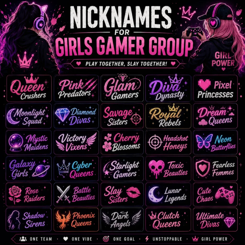 Nickname for Group of Gamers for Girls 👑