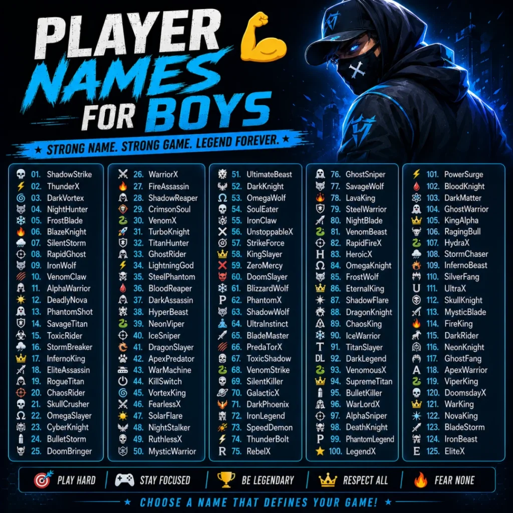 Player Names for Boys 💪