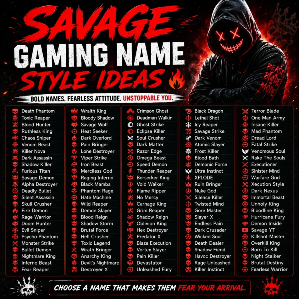 Savage Gaming Name Style Ideas 🔥
