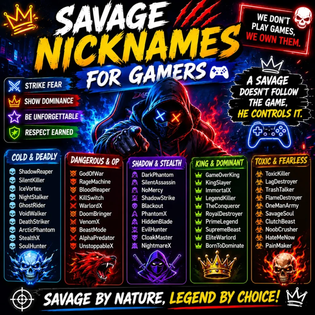 Savage Nicknames for Gamers 🔥