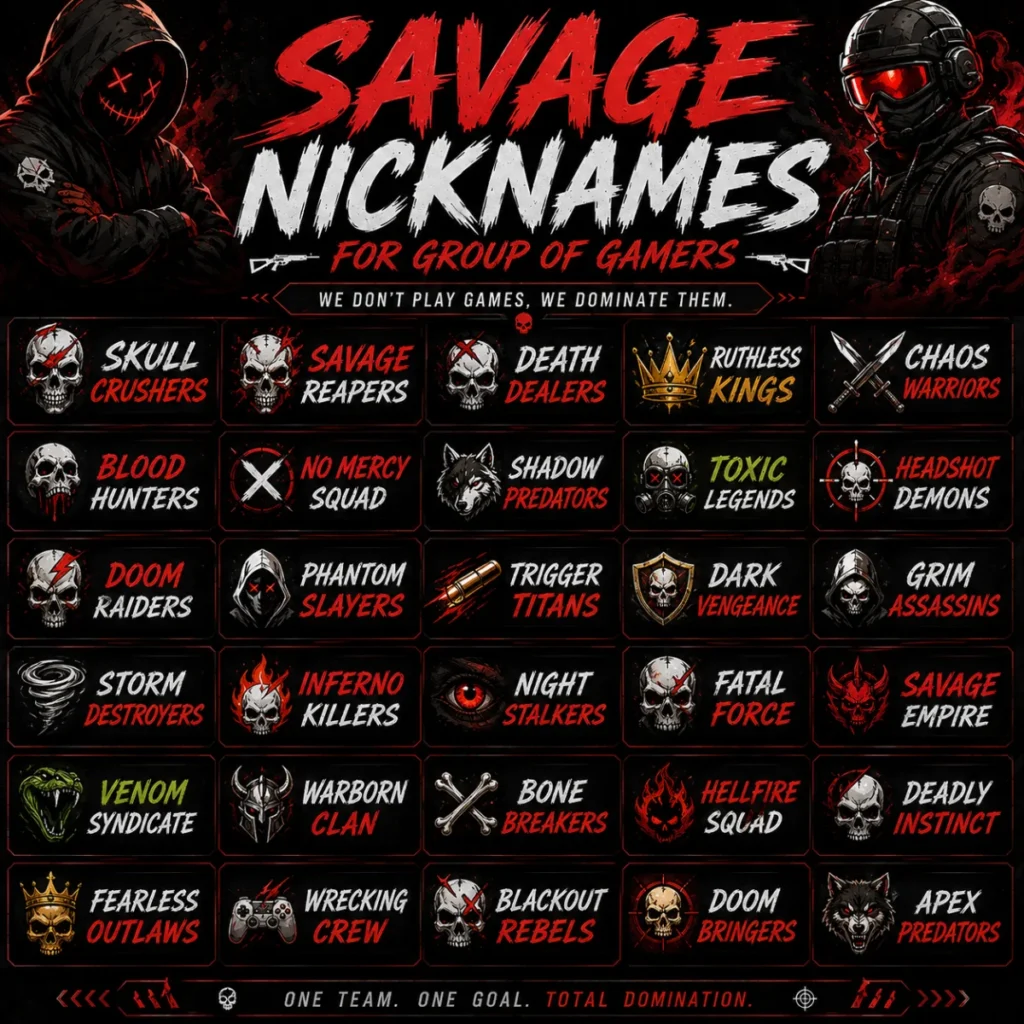 Savage Nickname for Group of Gamers 💀