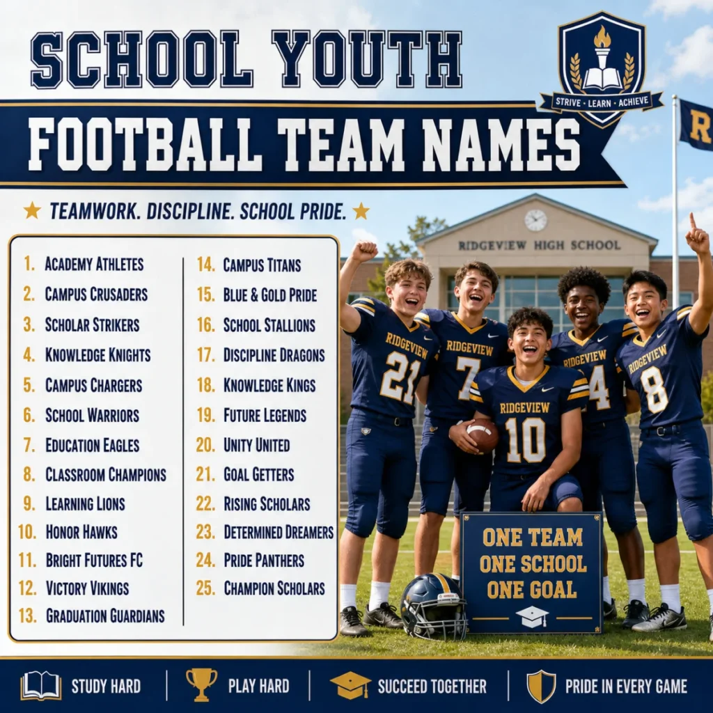 ⭐Youth football team names for schools