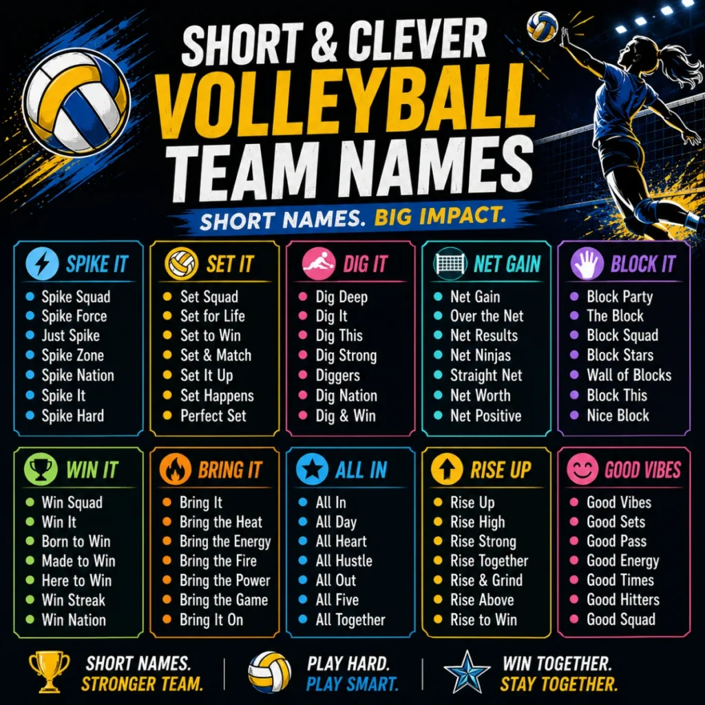 Short Clever Volleyball Team Names