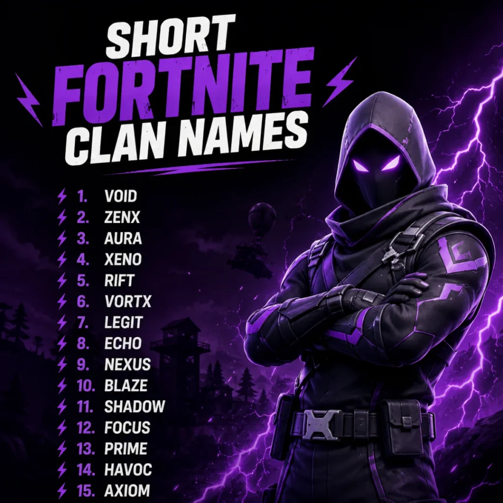 Short Fortnite Clan Names ⚡