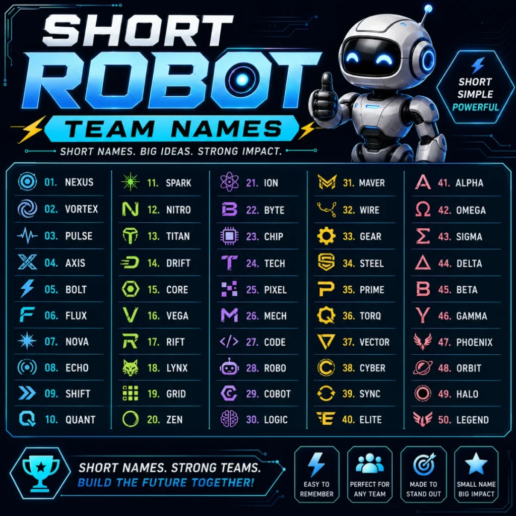Short Robot Team Names ⚡