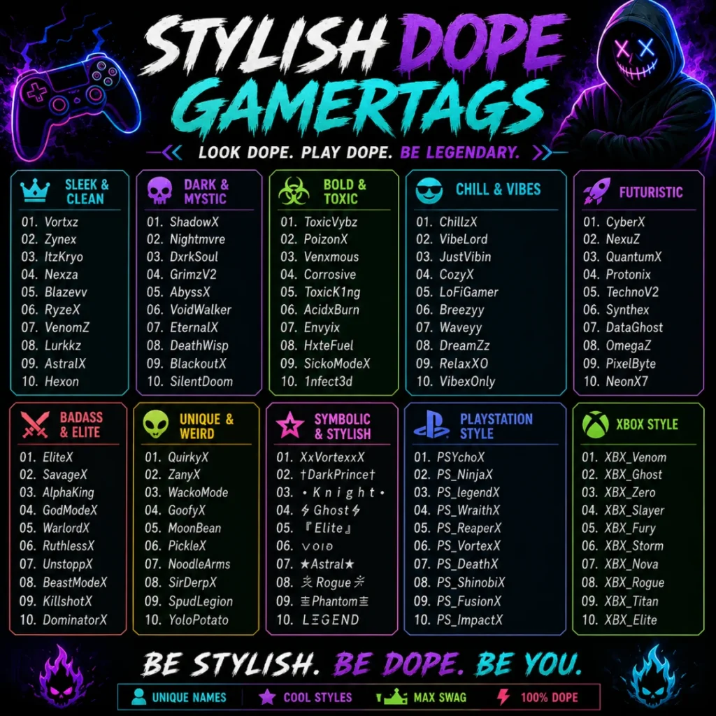 Stylish Dope Gamertags