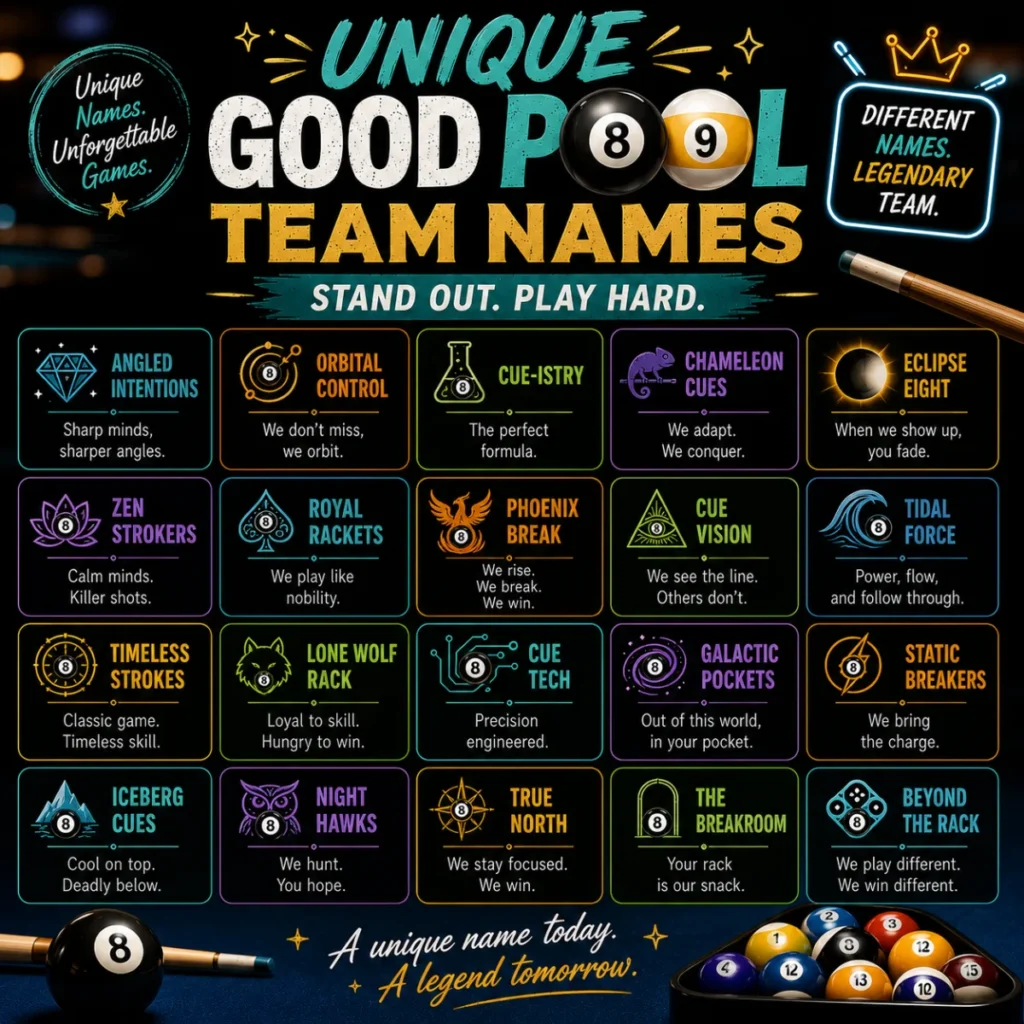 Unique Good Pool Team Names 🌟