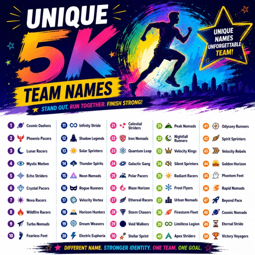 Unique 5K Team Names 🌟