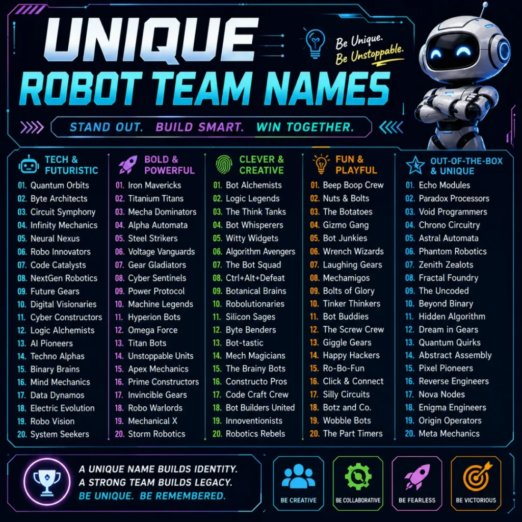 Unique Robot Team Names 🌟