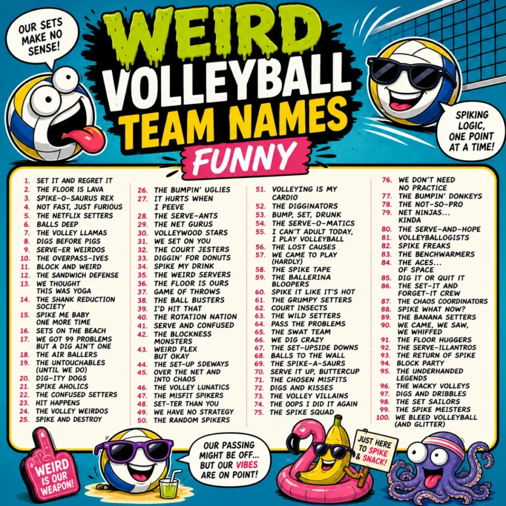 Weird Volleyball Team Names Funny