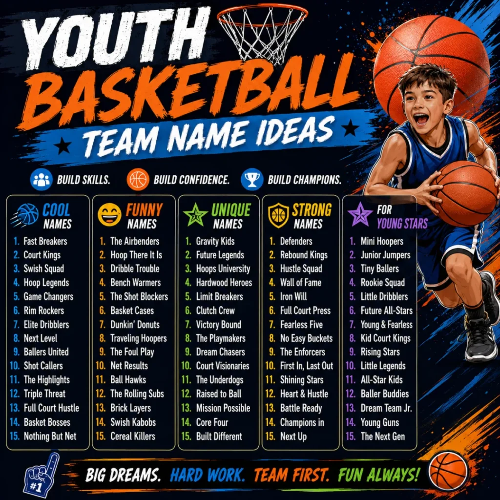 Youth Basketball Team Name Ideas 🧒