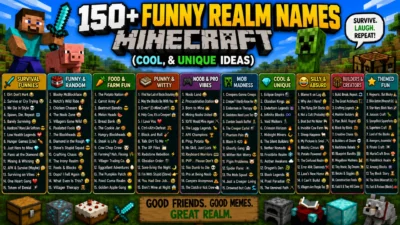 150+ Funny Realm Names Minecraft 😂 (Cool & Unique Ideas)