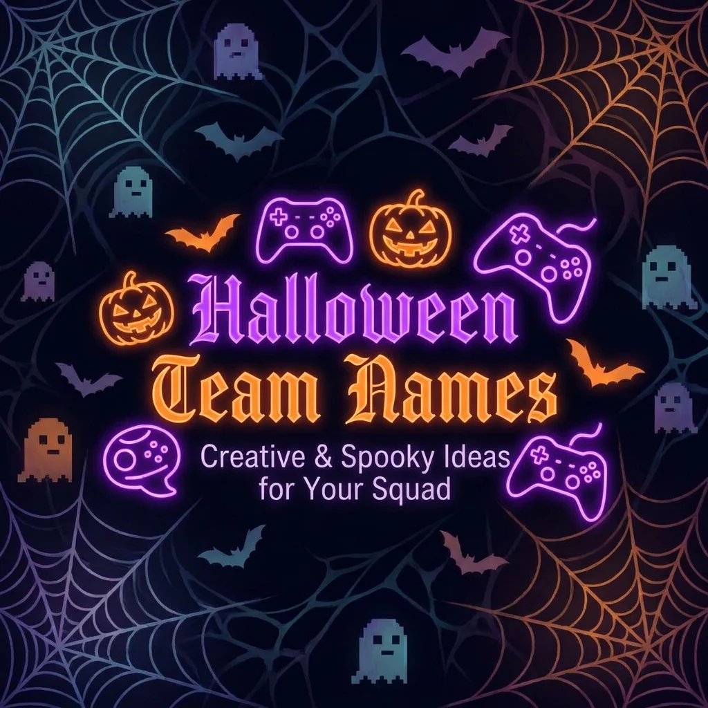 Halloween team names with spooky, funny, creative, and festive ideas for groups