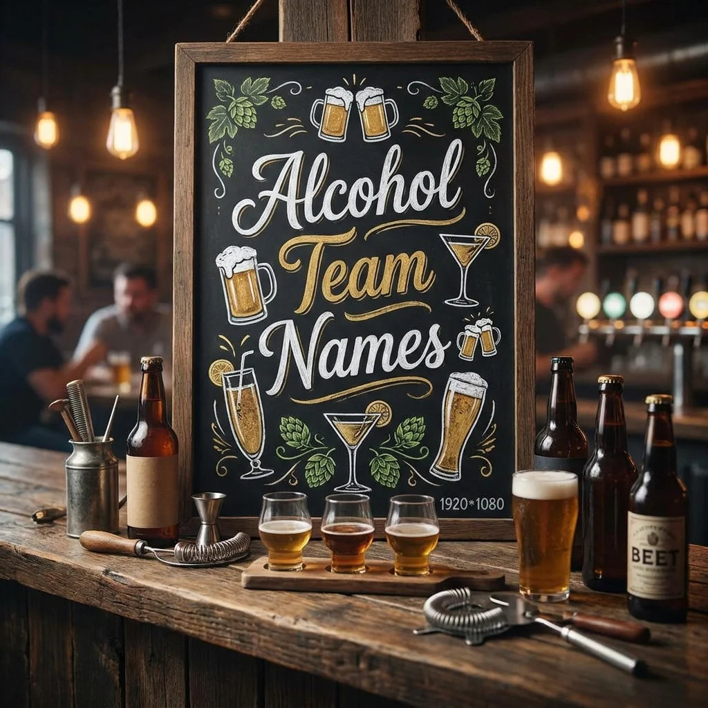 Alcohol team names with funny, clever, and creative drinking-themed ideas for groups