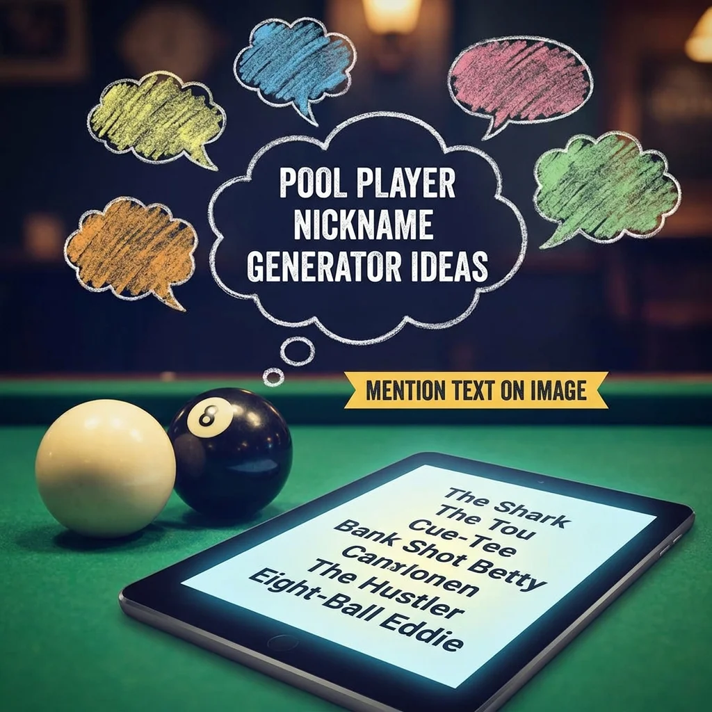 Pool player nickname generator ideas with creative, cool, and memorable names for billiards players