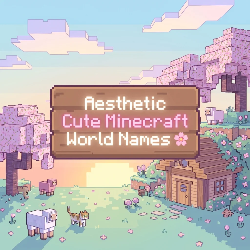 Aesthetic cute Minecraft world names with charming, cozy, and creative ideas