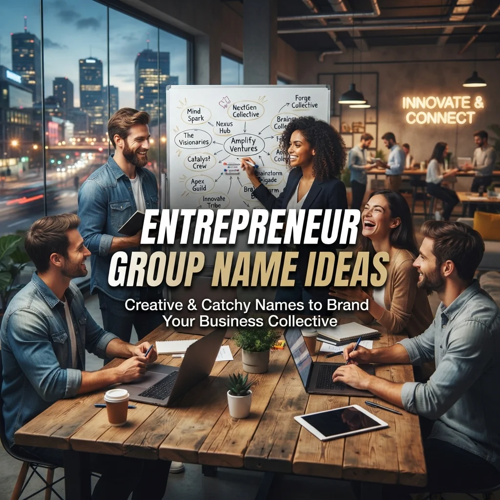 Entrepreneur group name ideas with creative, professional, ambitious, and inspiring names for business groups