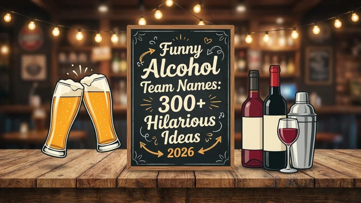 Funny alcohol team names with hilarious, clever, and memorable drinking-themed ideas for 2026