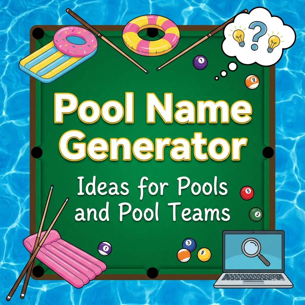 Pool name generator with creative ideas for pools, billiards, and pool teams