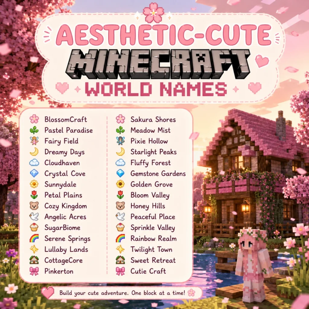 Aesthetic Cute Minecraft World Names 🌸