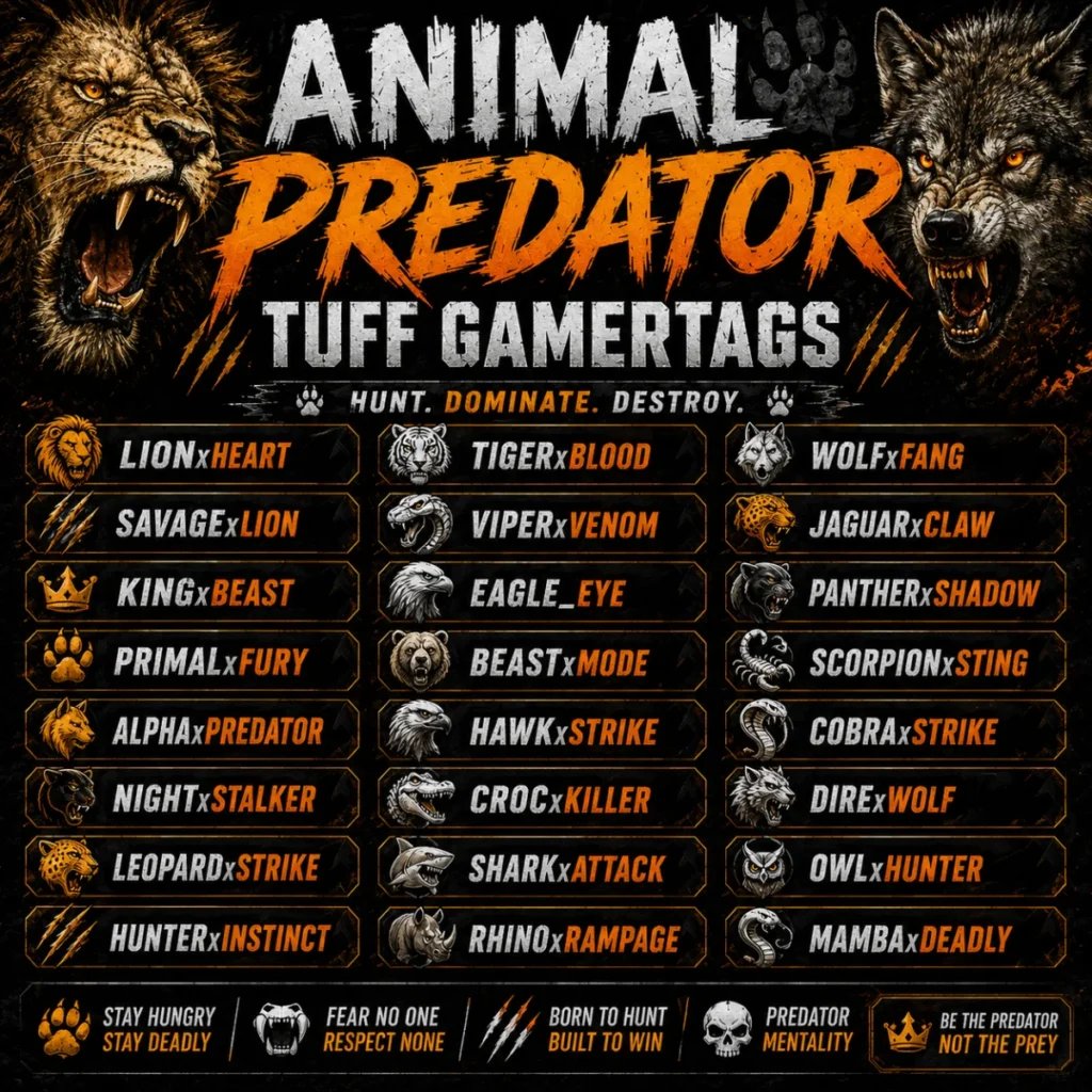 Animal Predator Tuff Gamertags 🦁