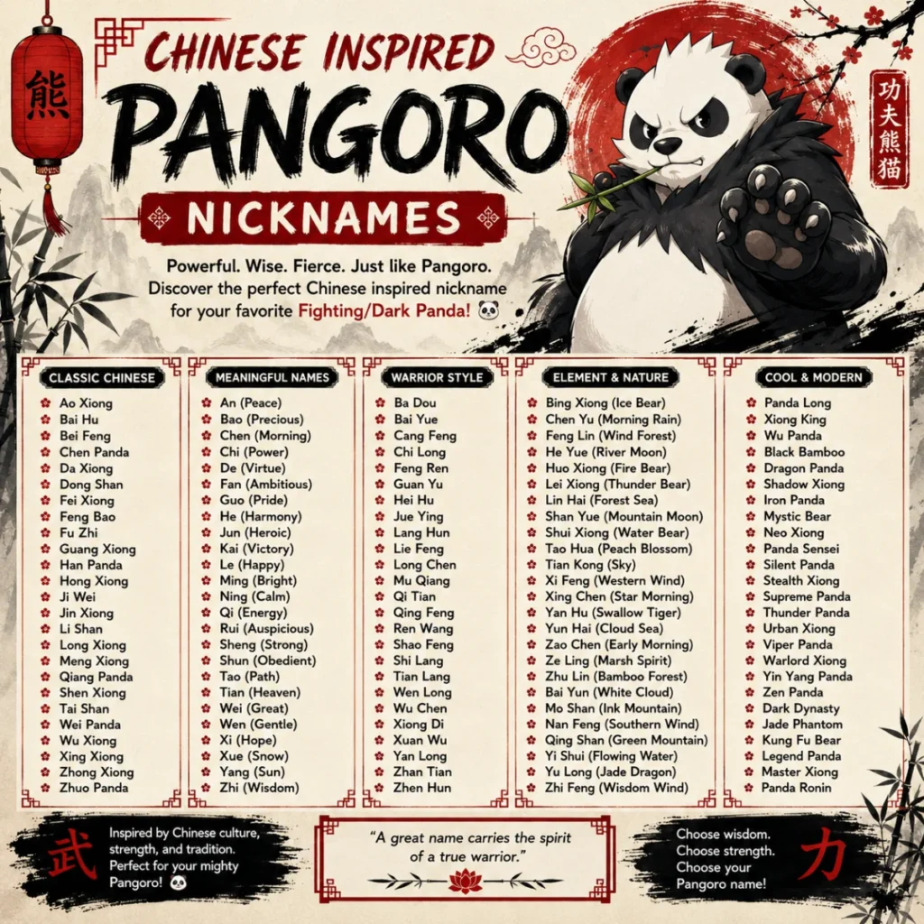 Chinese Inspired Pangoro Nicknames 🐼