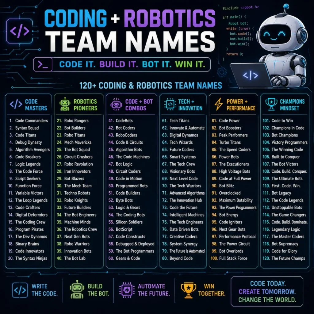 Coding Robotics Team Names 💻