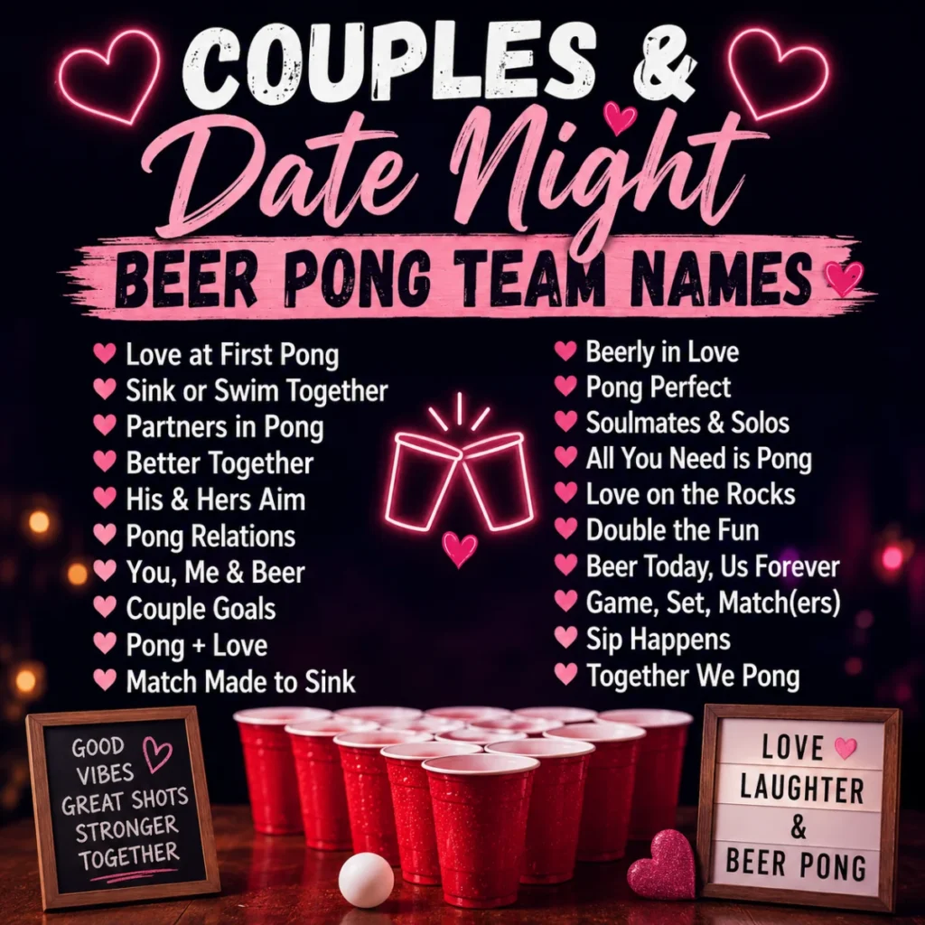 Couples & Date Night Beer Pong Team Names ❤️