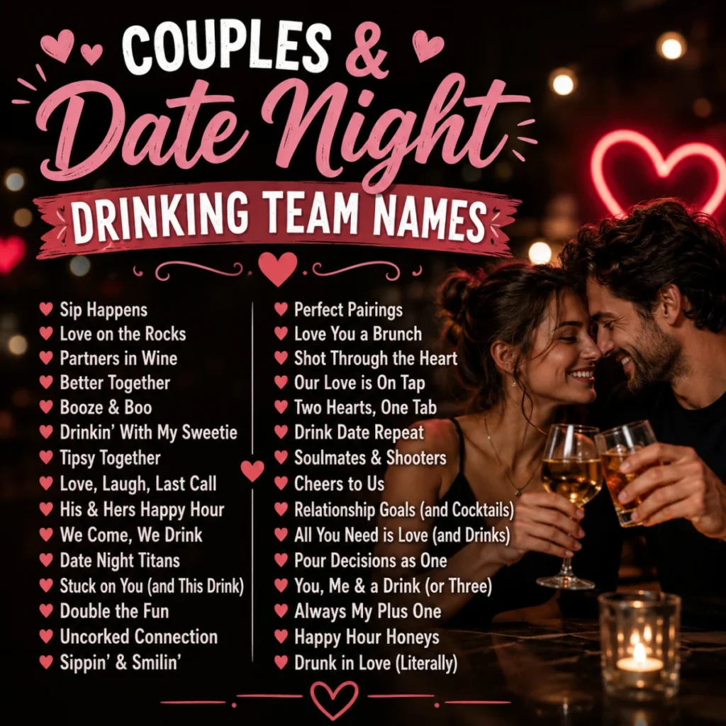 Couples & Date Night Drinking Team Names ❤️