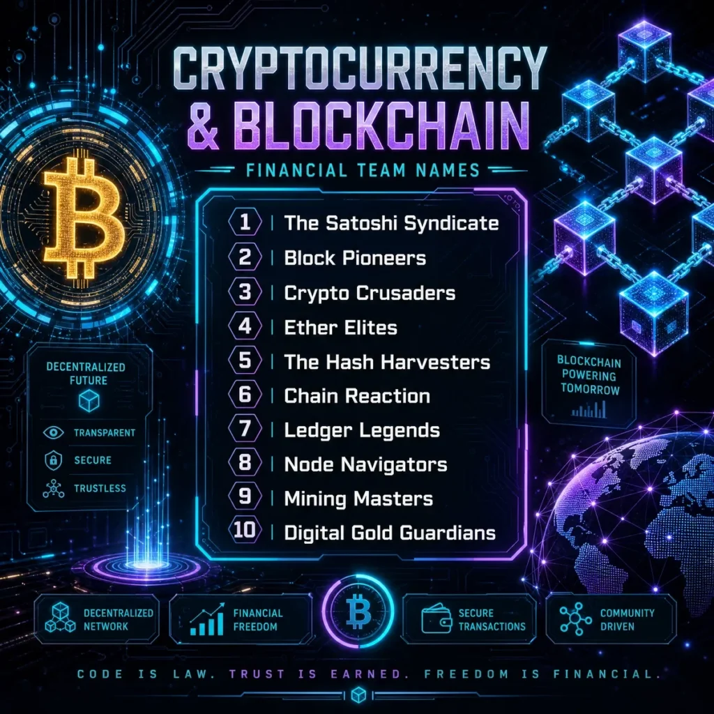 Cryptocurrency & Blockchain Financial Team Names ₿
