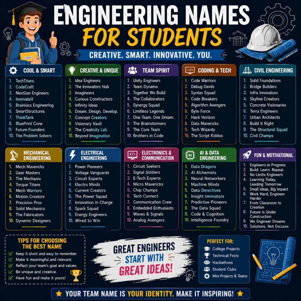 Engineering Names for Students 👨‍🎓