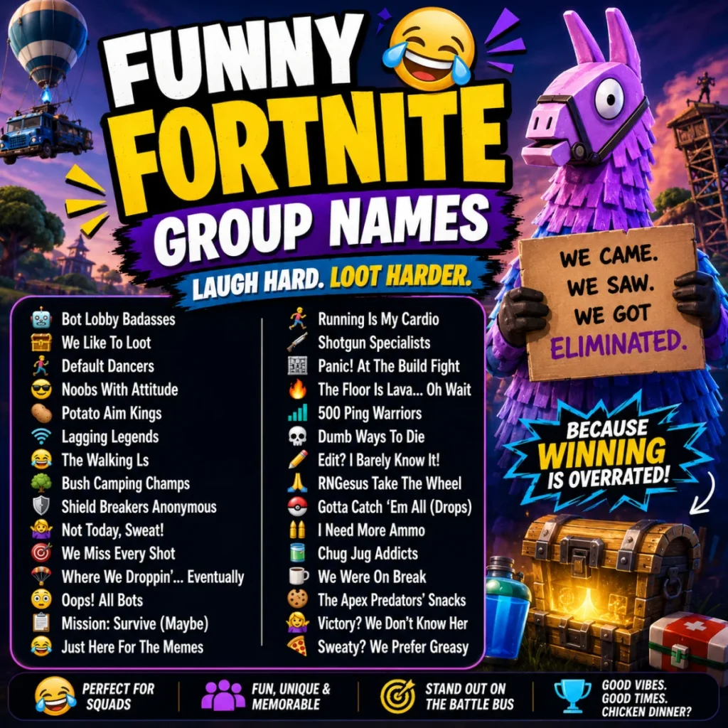 Funny Fortnite Group Names 😂