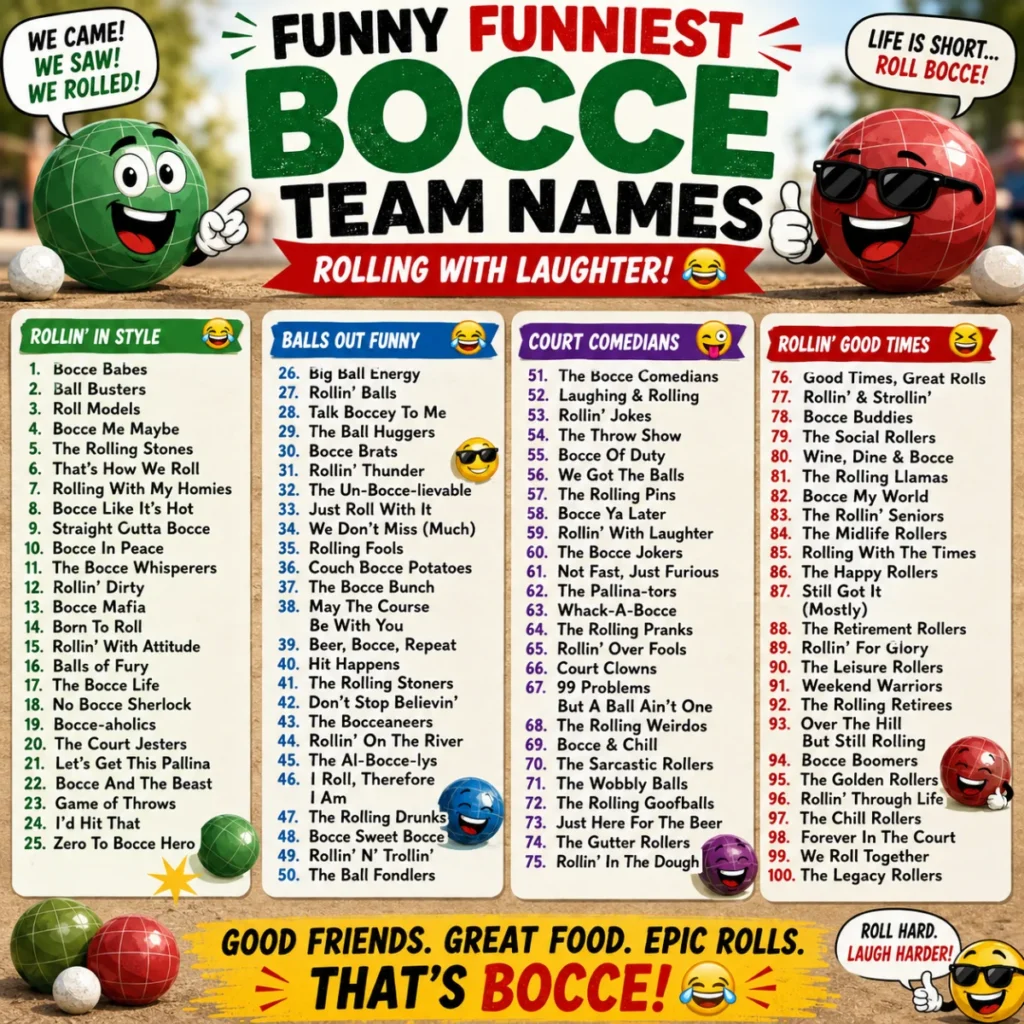 Funny Funniest Bocce Team Names 😂