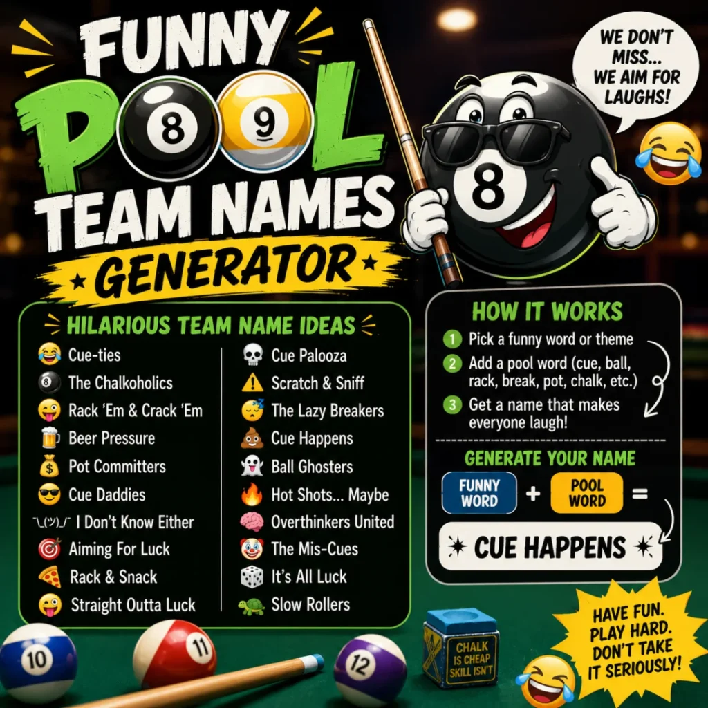 Funny Pool Team Names Generator ๐