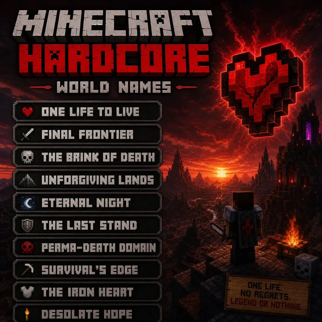 Good Names for Minecraft Worlds for Hardcore Mode
