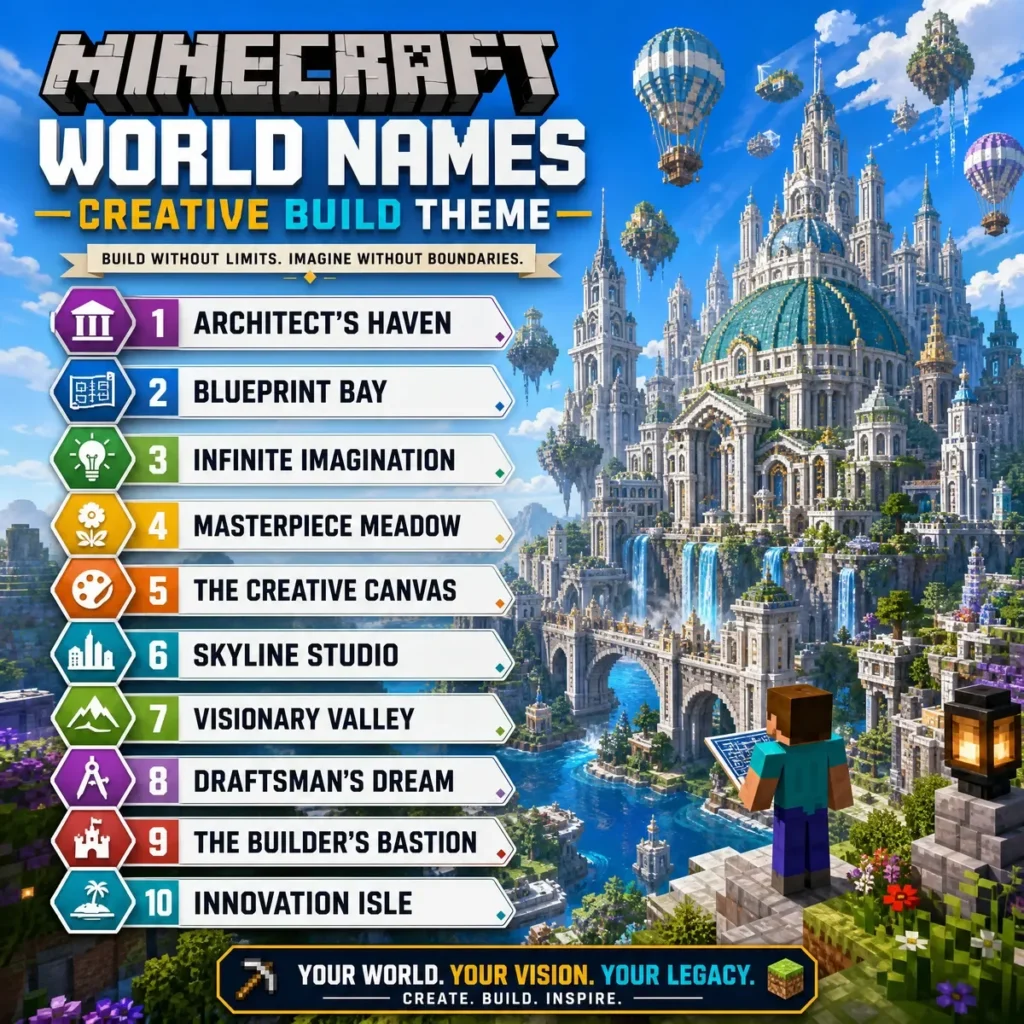 Good Names for Minecraft Worlds for Creative Builds